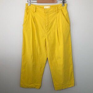 Anthropologie Bright Yellow Wide Leg  Cropped Pants Size‎ 6 Petite